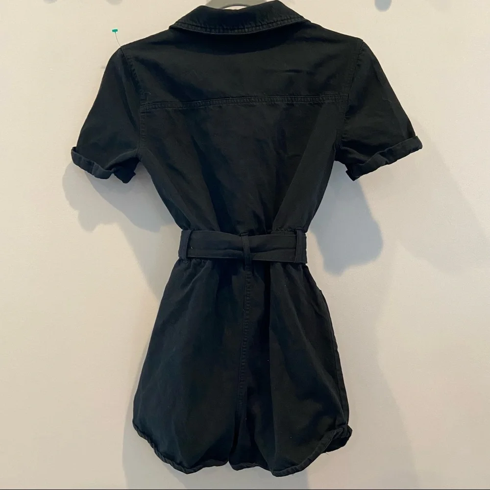 Urban Outfitters Black Coverall Tie Waist Utility Shorts Jumpsuit - Picture 5 of 7